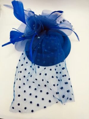 image Blue Fascinator with Polka Dot Veil