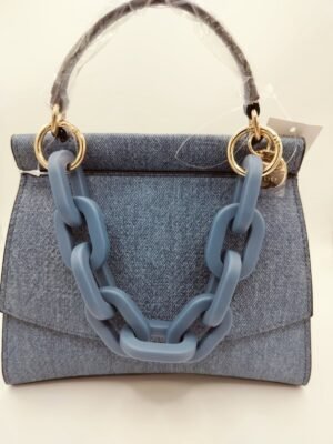 image Denim Blue Bag with Plastic Chain Handle